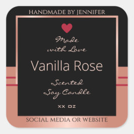 上品な製品包装ラベルブラックとバラ金ゴールド スクエアシール