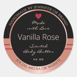 上品な製品包装ラベルブラックとバラ金ゴールド ラウンドシール