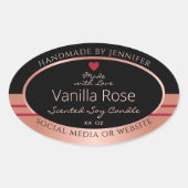 上品な製品包装ラベルブラックとバラ金ゴールド 楕円形シール (正面)