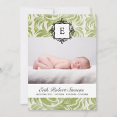 上品な誕生の発表の写真カード 案内状 (正面)
