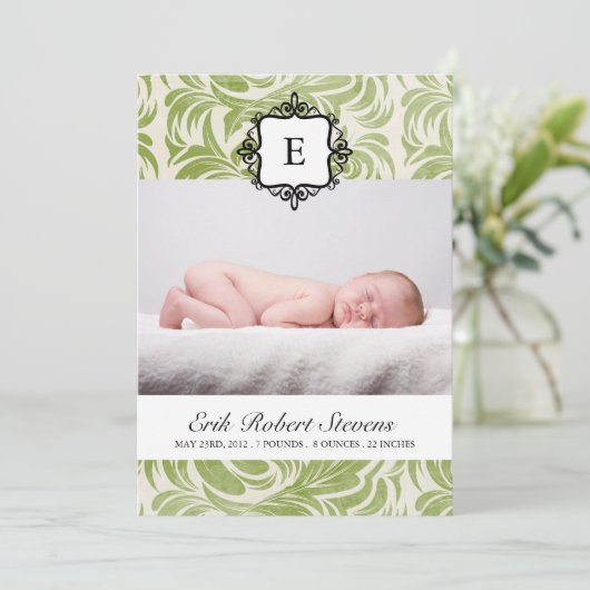 上品な誕生の発表の写真カード 案内状 (スタンド正面)