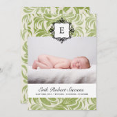 上品な誕生の発表の写真カード 案内状 (正面/裏面)