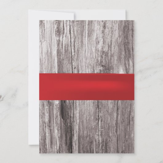 上品な赤いハイビスカスウッドバックグラウンドバースデーパーティー 招待状 (裏面)