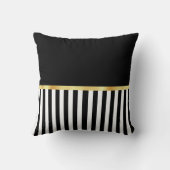 上品な赤い弓の黒と白ストライプの名前 クッション (裏面)