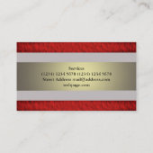 上品な赤い暗闇および金ゴールドの輝やきのストライブ柄 名刺 (裏面)