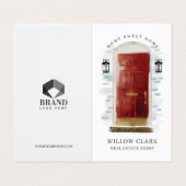 上品な赤い水の色のフロントドアフォト&サービス 名刺 (外部フラット)