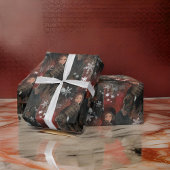 上品な赤い雪の結晶ヴィンテージカップル ラッピングペーパー