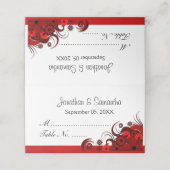 上品な赤と白ハイビスカスフローラ折り畳みテーブル プレイスカード (外部開封)