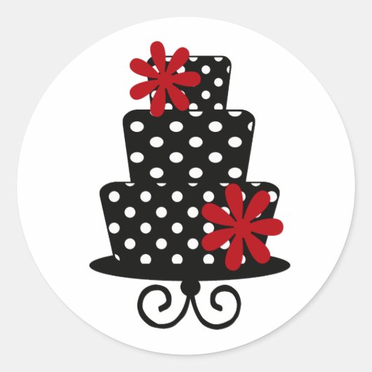 上品な赤と黒のシール ラウンドシール (正面)