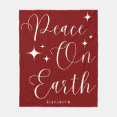 上品な赤エレガントと白のクリスマパーソナライズされたス フリースブランケット (正面)