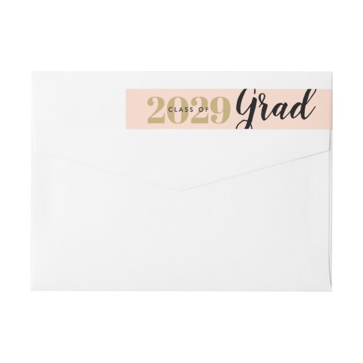 上品な赤面と金ゴールド卒業差出人住所 ラップアラウンドラベル (裏面)