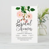 上品な赤面のバラの植物のブライダルシャワー 招待状 (スタンド正面)
