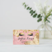 上品な赤面ピンク金ゴールドグリッタードリップズラッシュメイクアップ 名刺 (スタンド正面)