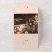 上品な赤面結婚バラの全てを一つの招待状 オールインワン招待状 (外側)