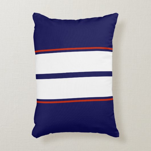 上品な赤、白、青のレーシングストライプ アクセントクッション (正面(垂直))