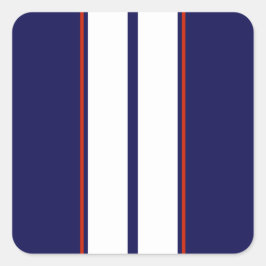 上品な赤、白、青のレーシングストライプ スクエアシール