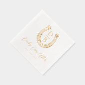 上品な蹄鉄モノグラムの後に幸運結婚な 箔ナプキン (右)