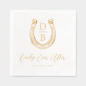 上品な蹄鉄モノグラムの後に幸運結婚な 箔ナプキン (正面)