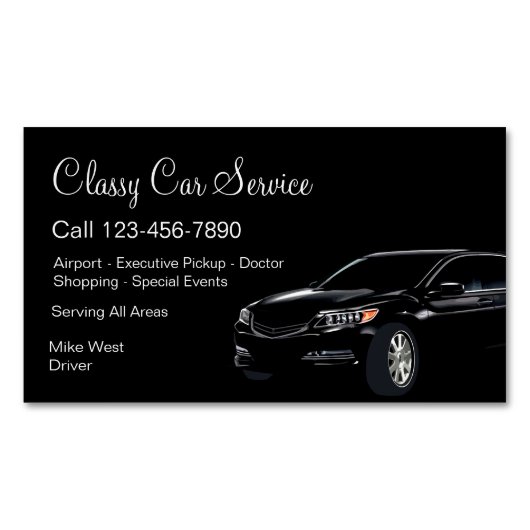 上品な車のサービスまたはUberドライバ マグネット名刺 (正面)