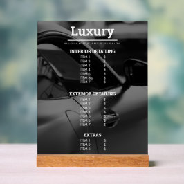 上品な車の写真の修復整備士価格表 アクリルサイン