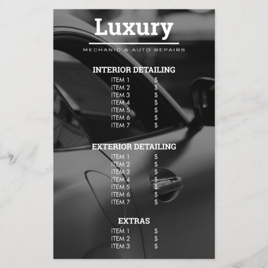 上品な車の写真の修復整備士価格表 チラシ (正面)