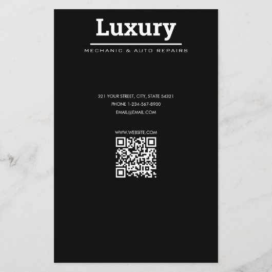 上品な車の写真の修復整備士価格表 チラシ (裏面)