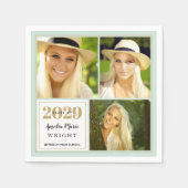 上品な造幣局と金ゴールドパーソナライズされた卒業 スタンダードカクテルナプキン (正面)