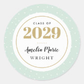 上品な造幣局と金ゴールドパーソナライズされた卒業 ラウンドシール (正面)