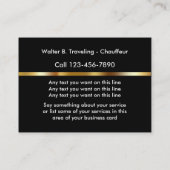 上品な運転者またはリムジンサービス 名刺 (裏面)