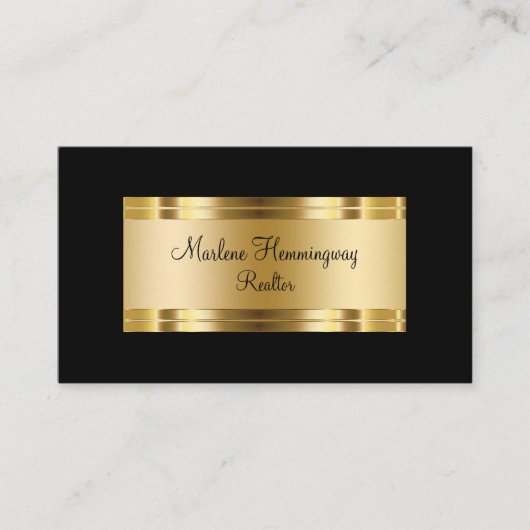 上品な金ゴールドおよび黒い不動産仲介業者 名刺 (正面)
