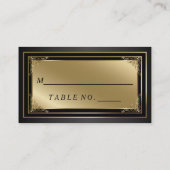 上品な金ゴールドおよび黒い護衛の座席表 プレイスカード (裏面)