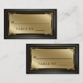上品な金ゴールドおよび黒い護衛の座席表 プレイスカード (正面/裏面)