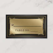 上品な金ゴールドおよび黒い護衛の座席表 プレイスカード (正面)