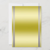 上品な金ゴールドとブルー結婚、のリングや輪結婚 招待状 (裏面)