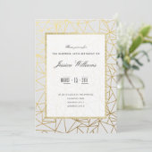 上品な金ゴールドとホワイトサプライズ50th誕生日パーティー 招待状 (スタンド正面)