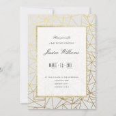 上品な金ゴールドとホワイトベビーシャワー 招待状 (正面)