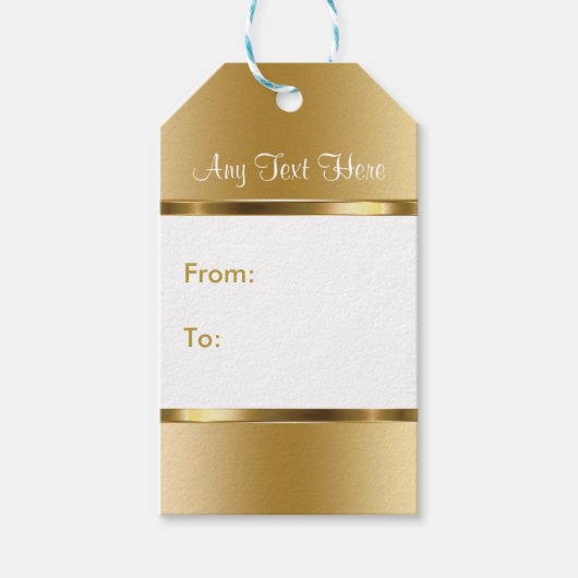 上品な金ゴールドと白 ギフトタグ (正面)
