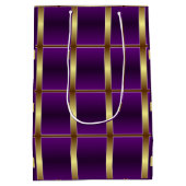 上品な金ゴールドと紫市松模様にモノグラムの ミディアムペーパーバッグ (裏面)