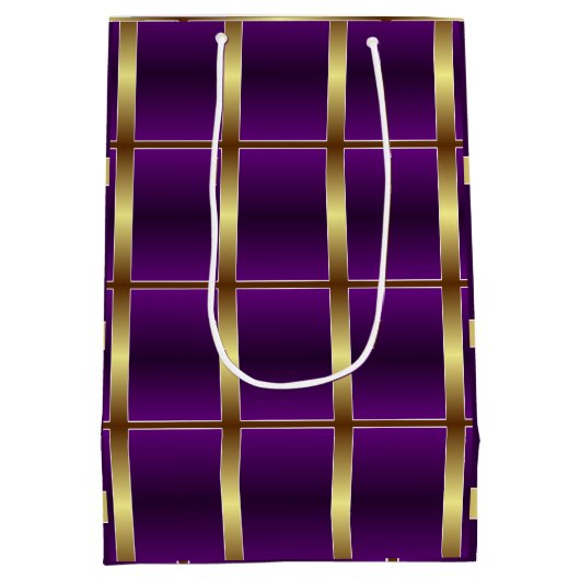 上品な金ゴールドと紫市松模様にモノグラムの ミディアムペーパーバッグ (裏面)