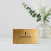 上品な金ゴールドと黒人教会の牧師クリスチャン 名刺 (スタンド正面)