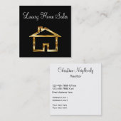 上品な金ゴールドの家の不動産 スクエア名刺 (正面/裏面)