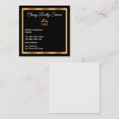 上品な金ゴールドの家の記号の不動産仲介業者 スクエア名刺 (正面/裏面)