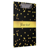 上品な金ゴールドの紙吹雪の黒 クリップボード (右)