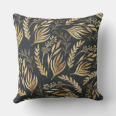 上品な金ゴールドの葉ボタニカルグレーデザイン クッション (裏面)