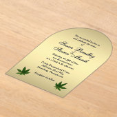 上品な金ゴールドウィードチケット結婚式招待状 アクリル招待状 (レイダウン)