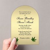 上品な金ゴールドウィードチケット結婚式招待状 アクリル招待状 (インサイチュ (ポータブル))