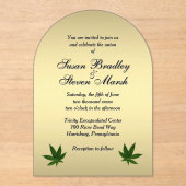 上品な金ゴールドウィードチケット結婚式招待状 アクリル招待状 (正面)