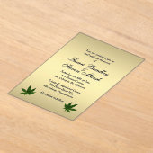 上品な金ゴールドウィードチケット結婚式招待状 アクリル招待状 (レイダウン)