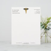 上品な金ゴールドカドゥセウスエレガントメディカルブラックウィングス レターヘッド (スタンド正面)