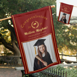 上品な金ゴールドキャップローレルリース卒業パーティー ハウスフラッグ